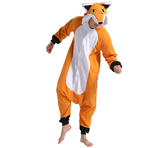 dressfan Pijamas de Animales Zorro Disfraces de Cosplay Adulto Unisex Zorro Pijamas Niño Adulto (XXL, Orange)