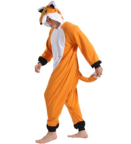 dressfan Pijamas de Animales Zorro Disfraces de Cosplay Adulto Unisex Zorro Pijamas Niño Adulto (XXL, Orange)