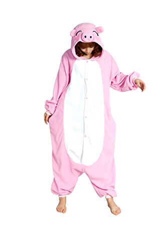 dressfan Unisex Adulto Animal Pijamas Cerdo Rosa Cosplay Animal Costume Cerdo Rosa Disfraz Cerdo Rosa Pijamas Niño Adulto