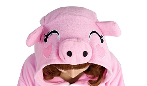 dressfan Unisex Adulto Animal Pijamas Cerdo Rosa Cosplay Animal Costume Cerdo Rosa Disfraz Cerdo Rosa Pijamas Niño Adulto