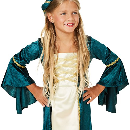 dressforfun 900216 - Disfraz de Niña Princesa del Castillo, Vestido Largo de Terciopelo, Incluye Cinta de Pelo (5-6 años | No.300974)