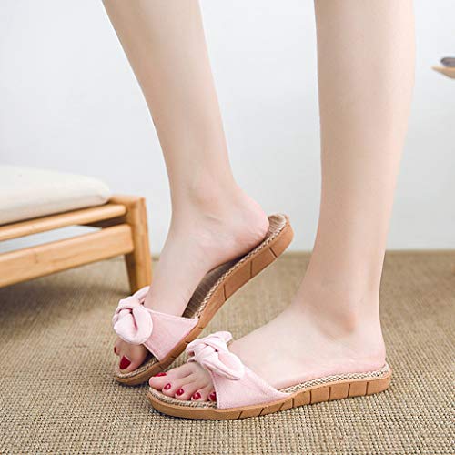 DressLksnf Sandalias Planas Mujeres Chanclas Punta Abierto Lin Antidéparant Zapatillas Interior Casa Oficina Piso Pantuflas de Verano Transpirable con Mariposa Slippers para Playa
