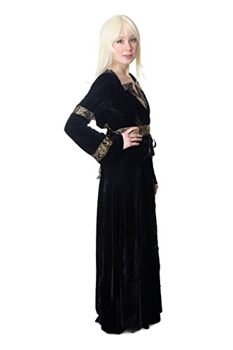 dressmeup - K50/38 Disfraz Mujer Vestido Largo Noble Hada Cuentos Medieval Negro Cosplay K50 Talla: 38/S