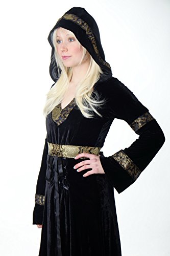 dressmeup - K50/38 Disfraz Mujer Vestido Largo Noble Hada Cuentos Medieval Negro Cosplay K50 Talla: 38/S