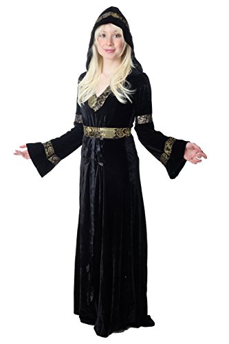 dressmeup - K50/38 Disfraz Mujer Vestido Largo Noble Hada Cuentos Medieval Negro Cosplay K50 Talla: 38/S