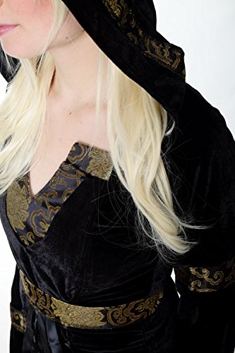 dressmeup - K50/38 Disfraz Mujer Vestido Largo Noble Hada Cuentos Medieval Negro Cosplay K50 Talla: 38/S