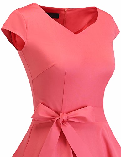 DRESSTELLS Mujer Vestido Corto Mujer Retro Años 50 Vintage Vestido de Cóctel Pink XS