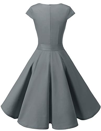 DRESSTELLS - Vestido de cóctel para mujer, estilo vintage de los años 50, estilo rockabilly gris M-36/38/40