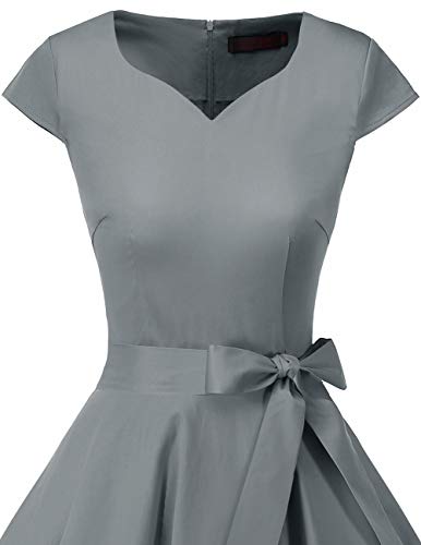 DRESSTELLS - Vestido de cóctel para mujer, estilo vintage de los años 50, estilo rockabilly gris M-36/38/40