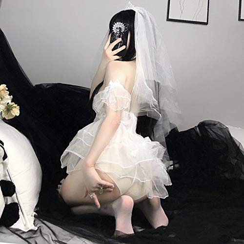 DSGTR Ropa de Dormir Sexy para Mujer Ropa de Dormir camisón lencería de Encaje Ropa de Dormir Vestido de Noche Babydoll lencería Sexy Japonesa Damas Novia Cosplay Uniforme mucama seducción rincón er