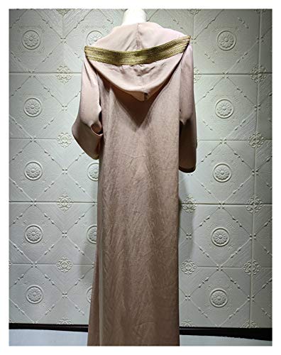 DSJTCH Dubai Árabe Musulmán Abaya Vestido para Mujeres Fall 2020 Champagne Marruecos Marroquí Kaftan Capucha Robe Turco Islámico Jalabiya (Color : Champagne Abaya, Size : Large)