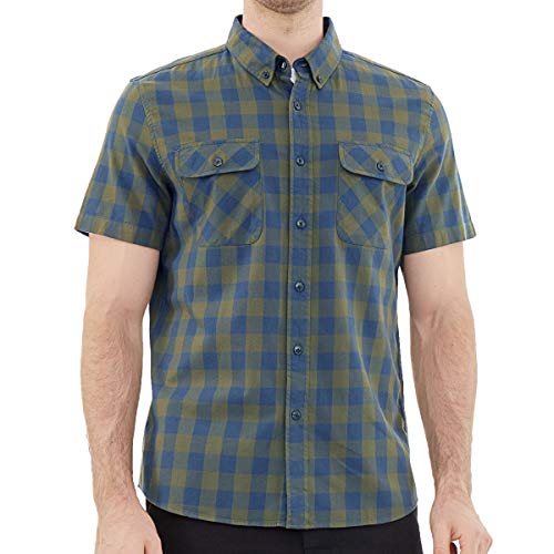 Dubinik® - Camisa de franela a cuadros para hombre, manga larga, corte normal, para tiempo libre verde cuadros L