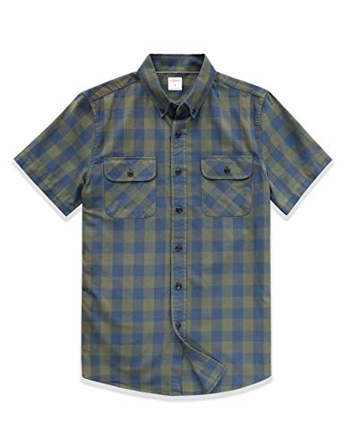 Dubinik® - Camisa de franela a cuadros para hombre, manga larga, corte normal, para tiempo libre verde cuadros L