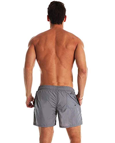 Ducomi Ben Bañador Hombre - Pantalones Cortos de Natación con Tres Bolsillos - Shorts con Forro Interior, Elásticos y Secado Rápido. Boxeador para Natación, Voley Playa y Surf (Grey, XL)