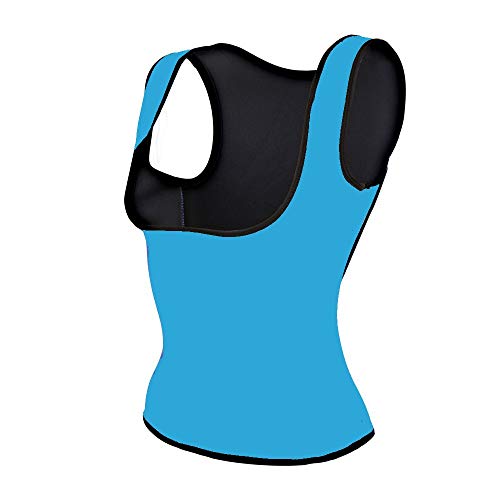 Ducomi Camiseta de fitness para mujer adelgazante y reductora efecto sauna – Corpiño Slim Fit para silueta perfecta y vientre plana de neopreno – para la actividad física y diaria (S, azul claro)