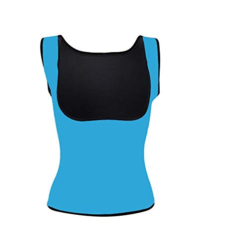 Ducomi Camiseta de fitness para mujer adelgazante y reductora efecto sauna – Corpiño Slim Fit para silueta perfecta y vientre plana de neopreno – para la actividad física y diaria (S, azul claro)