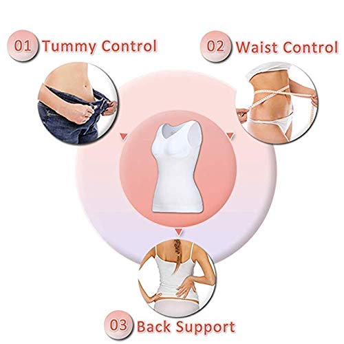 DUCOMISHAPER Camiseta sin Mangas de Ropa Interior para Mujer - Camisa Interior Adelgazante 3 en 1 Modelado Push Up - Fajas con Copas Extraíbles - Moldeadora Transpirable e Invisible (S, Blanco)