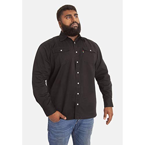 Duke - Camisa Vaquera Modelo Western en Tallas Grandes para Hombre (4XL) (Negro)