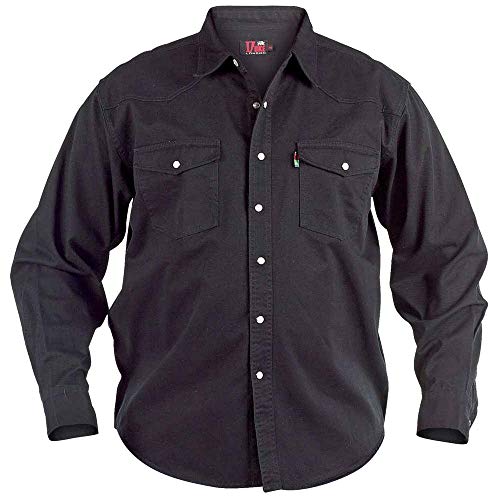 Duke - Camisa Vaquera Modelo Western en Tallas Grandes para Hombre (4XL) (Negro)
