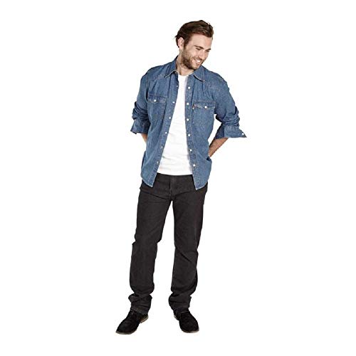 Duke - Camisa Vaquera Modelo Western en Tallas Grandes para Hombre (4XL) (Negro)