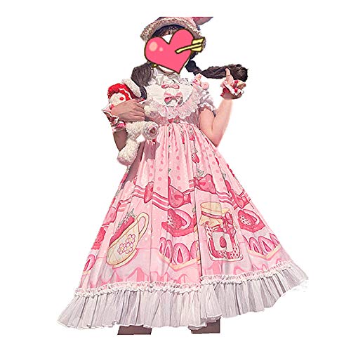 Dulce Lolita Vestido JSK Vestido Verano Fresa Pastel Vestido Kawaii Japón Cos Vestido para Mujer