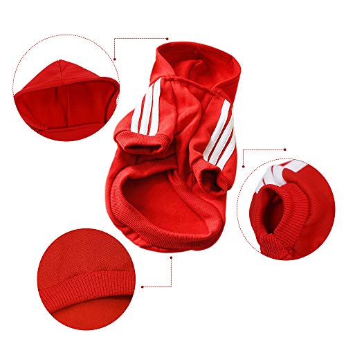 DULEE Ropa Perro Grande,Cálido Sudadera con Capucha para Perros Algodón Suéter Chaqueta Abrigo Costume Pullover para Mascota Perro Gato Rot 5XL
