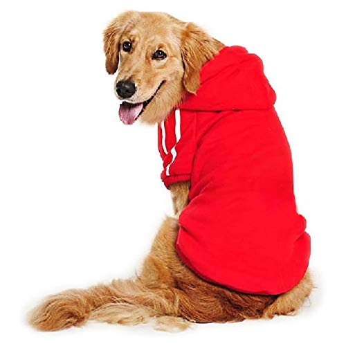 DULEE Ropa Perro Grande,Cálido Sudadera con Capucha para Perros Algodón Suéter Chaqueta Abrigo Costume Pullover para Mascota Perro Gato Rot 5XL