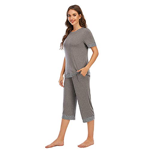 DUOMI Pijamas de Mujer, Pijamas Sueltos Suaves, Pijamas de otoño e Invierno, Pijamas de Manga Corta