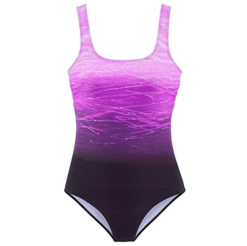 DURINM Bañador Mujer Sexy Trajes de baño de Una Pieza Bañador Flores Halter con Espalda Vendaje Monokini Verano Vacaciones Playa