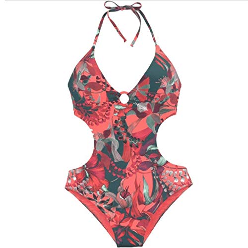 DURINM Mujeres Retro Cintura Alta Trajes de Baño Una Pieza Bañador Trajes de Brasileño Conjunto de Bikini Push up Ropa de Baño Cuello en V