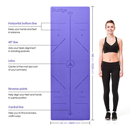 Dustgo Esterilla Yoga Deporte Colchoneta de Yoga fitness Antideslizante con Material ecológico TPE con líneas corporales Yoga Mat para Entrenamiento y Entrenamiento físico