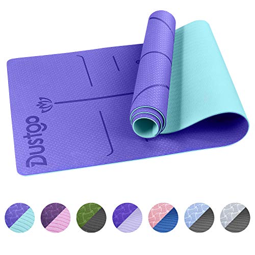 Dustgo Esterilla Yoga Deporte Colchoneta de Yoga fitness Antideslizante con Material ecológico TPE con líneas corporales Yoga Mat para Entrenamiento y Entrenamiento físico