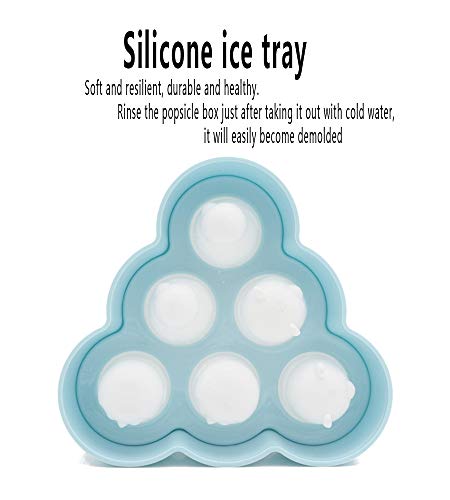 DXIA Molde para Helados, Mini Molde de Paleta de Silicona de 6 Agujeros, Polos Libre de BPA y Reutilizable, DIY Molde Popular para Niños, para Hacer Helados, Bricolaje, Yogurt, etc (Azul)
