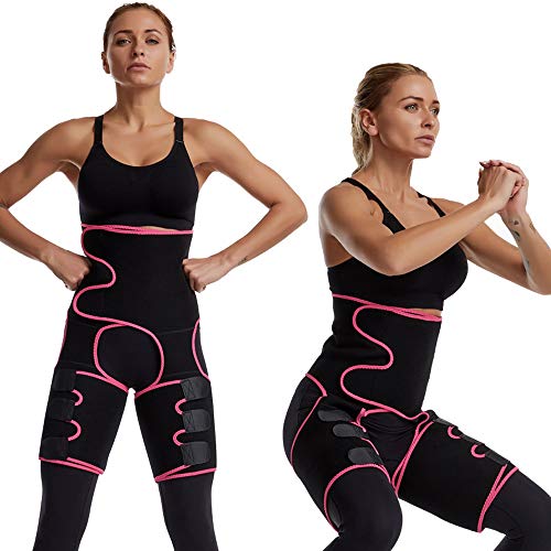 DZGN Nuevo 3-en-1 de Neopreno de Cintura Alta del Muslo, Sudor Cintura del Abrigo del Muslo Delgado con Sauna Traje Efecto, para Las Mujeres,Rosado,M