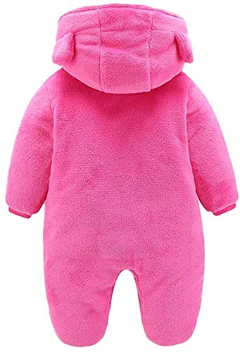 Eastery - Mono de peluche unisex para bebés de 0 a 12 meses, de terciopelo, estilo sencillo, de dibujos animados de gato, mono de lactancia para bebés, pijamas de invierno Rosa hot pink 12 meses
