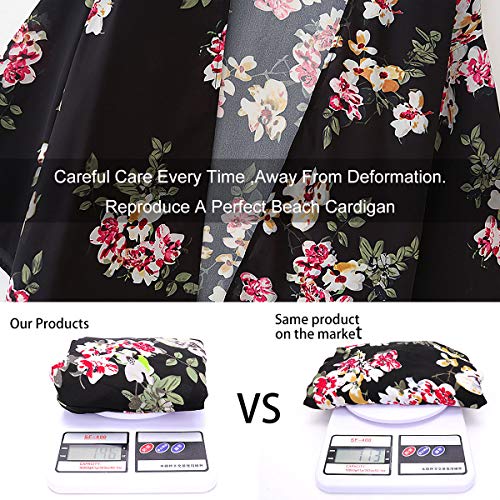 ECOMBOS - Kimono de gasa para mujer, estilo bohemio, ligero Negro XL