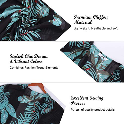 ECOMBOS Kimono largo para mujer con diseño floral, de gasa, para la playa, para verano, blusa, top, traje de playa, cubierta para bikini, ligera, estilo bohemio verde L