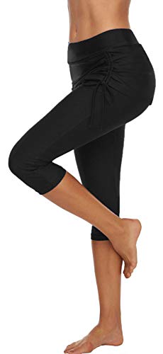 Ecupper – Pantalones de baño para Mujer, Pantalones de natación Capri con Falda Negro 44