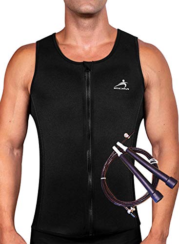 EDM - Chaleco Neopreno Hombre - Faja Hombre - Chaleco Sudoracion Hombre - Camiseta Neopreno Hombre con Cuerda Saltar - Camiseta Efecto Sauna Hombre - Camiseta para Sudar Hombre - S