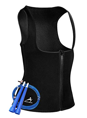 EDM - Chaleco Neopreno Mujer - Faja Mujer - Chaleco Sudoracion Mujer - Camiseta Neopreno Mujer con Cuerda Saltar - Camiseta Efecto Sauna Mujer - Camiseta para Sudar Mujer 2XL
