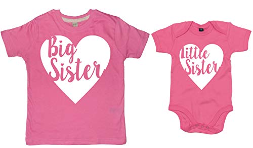 Edward Sinclair - Conjunto de camiseta y body para niños con diseño de corazón Rosa Rosa Chicle 9-11 años/3-6 meses