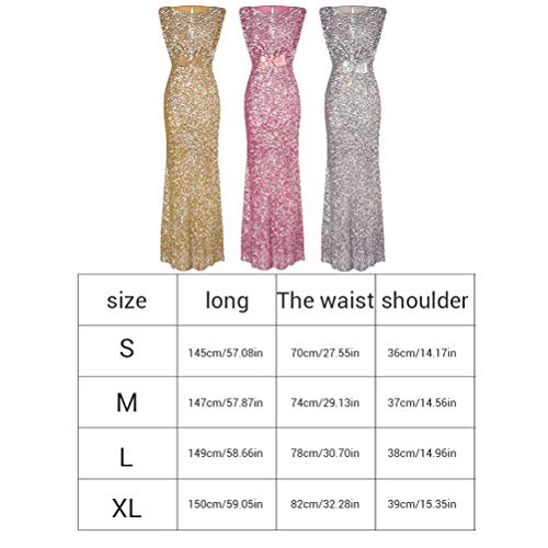 eiseyen Mujer largo elegante fiesta vestido Cocktail Noche de lentejuelas vestido novia vestido rückfrei Ball vestido boda ropa de S XL, dorado, pequeño