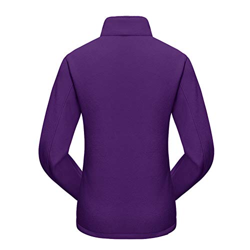 EKLENTSON Chaqueta para Mujer - 3 en 1,Softshell,Cálida,para Senderismo de Invierno Esquí Snowboard,Capucha Desmontable,Talla L, Color Morado Oscuro
