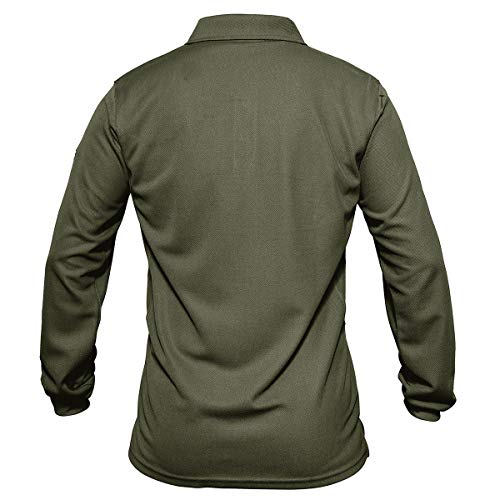 EKLENTSON Hombre Camisas - Polos de Golf de Manga Larga Casuales y Ligeros Camisas de Deporte Militar Verde Militar Talla M