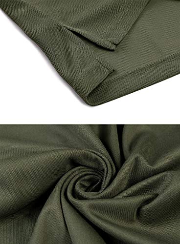 EKLENTSON Hombre Camisas - Polos de Golf de Manga Larga Casuales y Ligeros Camisas de Deporte Militar Verde Militar Talla M