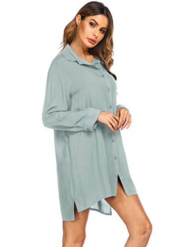 Ekouaer Vestido de playa para mujer, cuello en V, poncho de playa, bikini y vestido de verano, tallas S-XXL Verde militar S