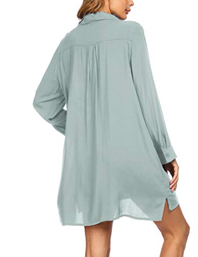 Ekouaer Vestido de playa para mujer, cuello en V, poncho de playa, bikini y vestido de verano, tallas S-XXL Verde militar S