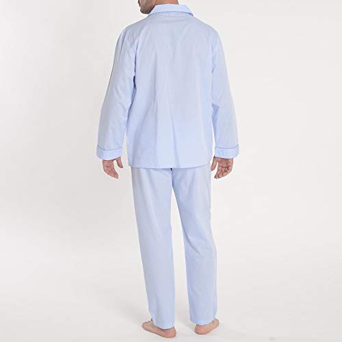 El Búho Nocturno - Pijama Hombre Largo Solapa Popelín Fil À Celeste Talla 4 (L) Fil-à-Fil 60% algodón 40% poliéster