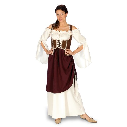 Elbenwald Maid Mujer casera Mercado de Las Damas Traje Medieval Viste con el corpiño y Sobrefalda, Vestuario - 36/38