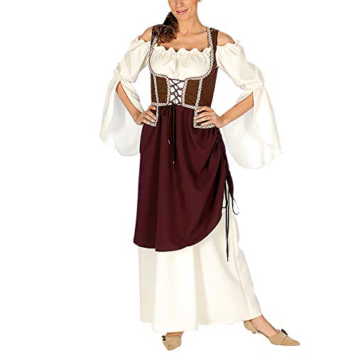 Elbenwald Maid Mujer casera Mercado de Las Damas Traje Medieval Viste con el corpiño y Sobrefalda, Vestuario - 48/50